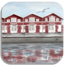 Coasters glass coasters 9,5 x  9,5 cm Skagen Harbor houses DK74