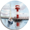 Untersetzer Glasuntersetzer rund 9,5 cm - Leuchtturm Eckernförde - EKF1