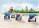 Postcard DIN-A6 Föhr Lighthouse Beach chairs on the beach - Föhr8