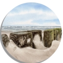 Untersetzer Glasuntersetzer rund 9,5 cm - GM6 - Wellenbrecher am Strand