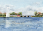 Postcard DIN-A6 Hamburg - Inner Alster - Fountain - HH12