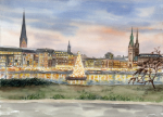 Postkarte DIN-A6 Hamburg Binnenalster Weihnachten - HH13