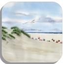 Coasters glass coasters 9,5 x  9,5 cm Juist - dune and wide beach with seagull - Juist 10