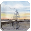 Coasters glass coasters 9,5 x  9,5 cm Juist Sea Mark Harbor - Juist 4