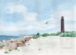 Postkarte DIN-A6 Laboe Strand Marine-Ehrenmal LB2