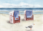 Poster DIN-A3 - Strandkorb Meer Strand  Möwe - Norderney8