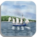 Coasters glass coasters 9,5 x  9,5 cm Rügen chalk cliffs sailing ship - R2