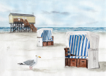 Postkarte DIN-A5 Pfahlbau Strandkorb Möwe - SPO12