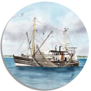 Untersetzer Glasuntersetzer rund 9,5 cm Fischkutter schwarz - Sylt25