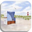 Coasters glass coasters 9,5 x  9,5 cm Beach Chair with Lighthouse Sylt List Sylt6