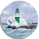 Untersetzer Glasuntersetzer rund 9,5 cm Warnemünde Westmole grün - WA1