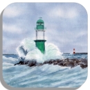 Untersetzer Glasuntersetzer 9,5 x 9,5 cm Warnemünde Westmole grün - WA1