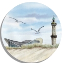 Coasters Glass coasters around 9.5 cm Lighthouse Warnemünde teapot Seagulls WA11