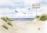 Postkarte DIN-A6 Strand mit Schild WHV8
