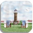 Coasters glass coasters 9,5 x  9,5 cm Old Lighthouse Juist1